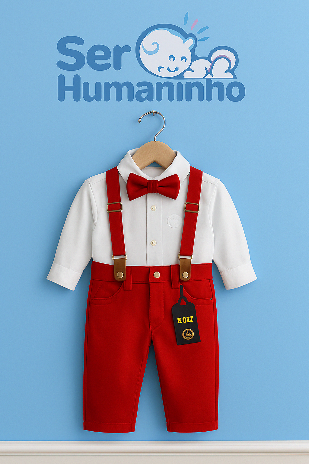 Conjunto Social Vermelho Bebê Menino – Perfeito para Batizado, Casamentos e Festas Especiais