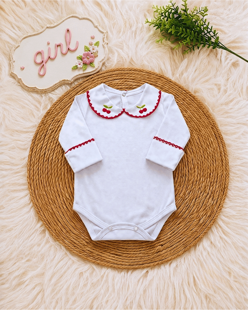 Saída maternidade de Tricot Antialérgico Menina - Vermelha