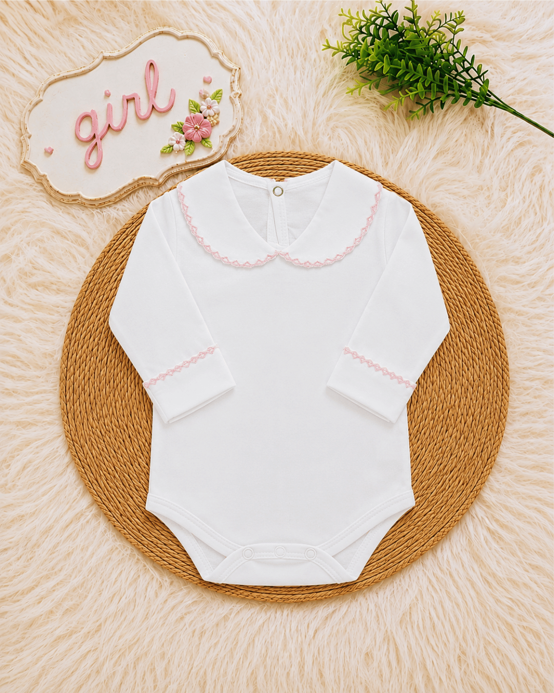 Saída maternidade de Tricô Antialérgico - Rosa Pink