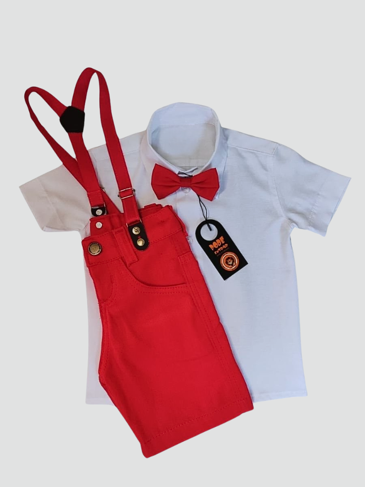 Conjunto Social Bebê Menino - Vermelho