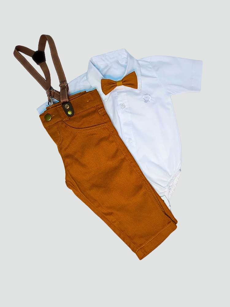 Conjunto Social Caramelo Bebê Menino – Perfeito para Batizado, Casamentos e Festas Especiais