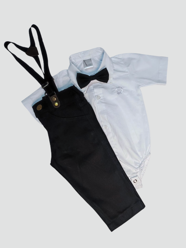 Conjunto Social Preto Bebê Menino – Perfeito para Batizado, Casamentos e Festas Especiais