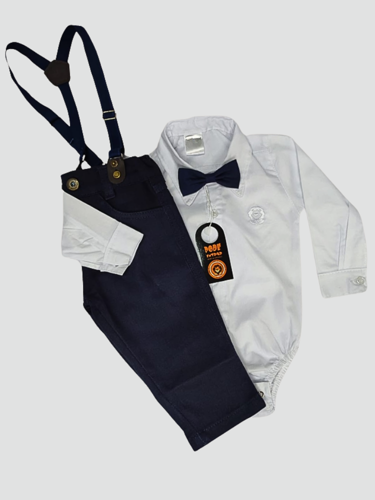 Conjunto Social Bebê Menino Azul Marinho – Perfeito para Batizado, Casamentos e Festas Especiais