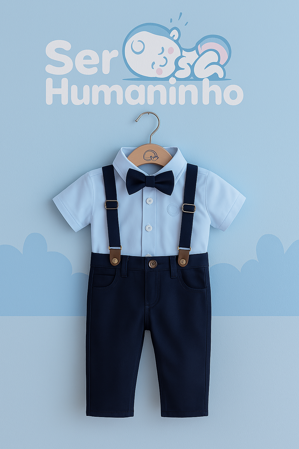 Conjunto Social Azul Marinho Bebê Menino – Perfeito para Batizado, Casamentos e Festas Especiais