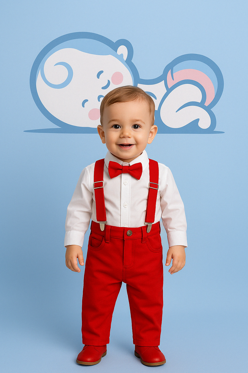 Conjunto Social Vermelho Bebê Menino – Perfeito para Batizado, Casamentos e Festas Especiais