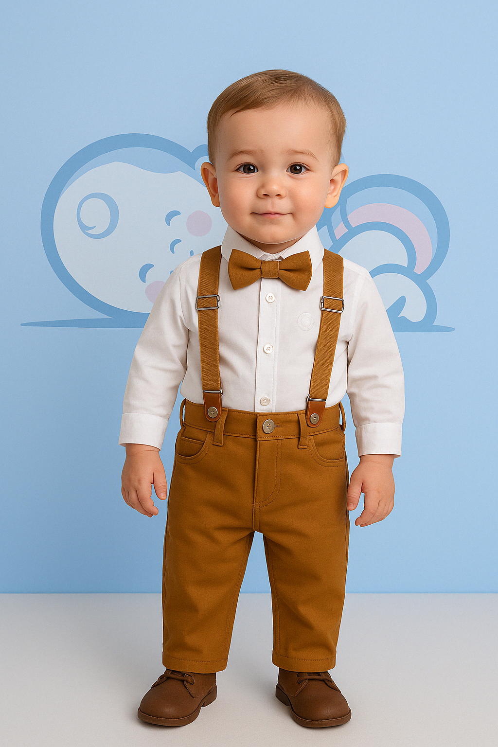 Conjunto Social Bebê Menino Caramelo – Perfeito para Batizado, Casamentos e Festas Especiais