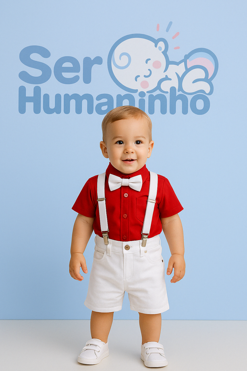 Conjunto Social Bebê Menino - Vermelho e Branco