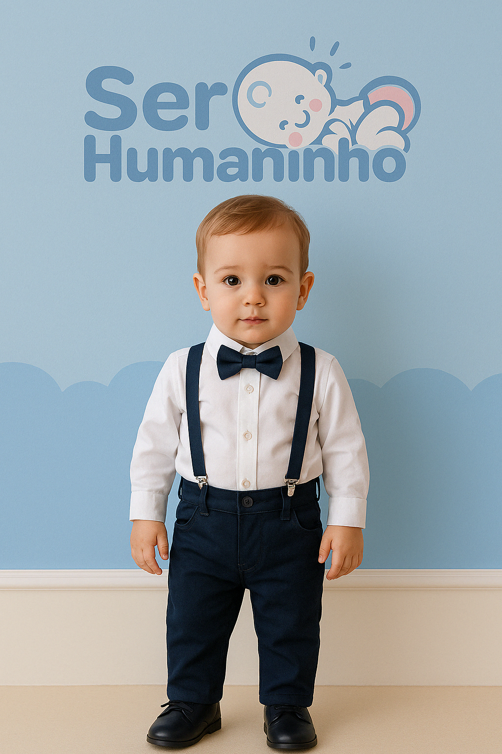Conjunto Social Bebê Menino Azul Marinho – Perfeito para Batizado, Casamentos e Festas Especiais