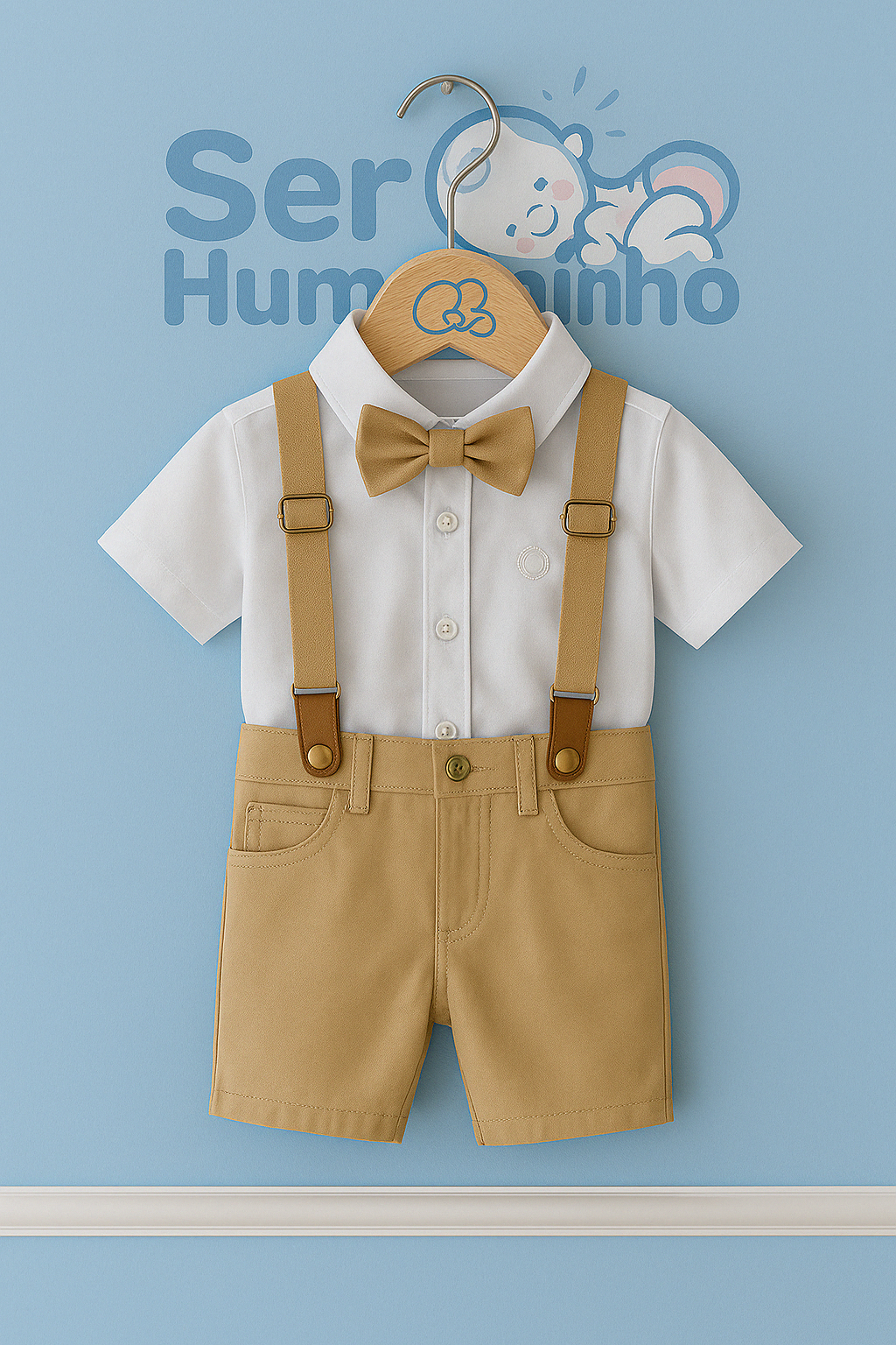 Conjunto Social Bebê Menino - Bege