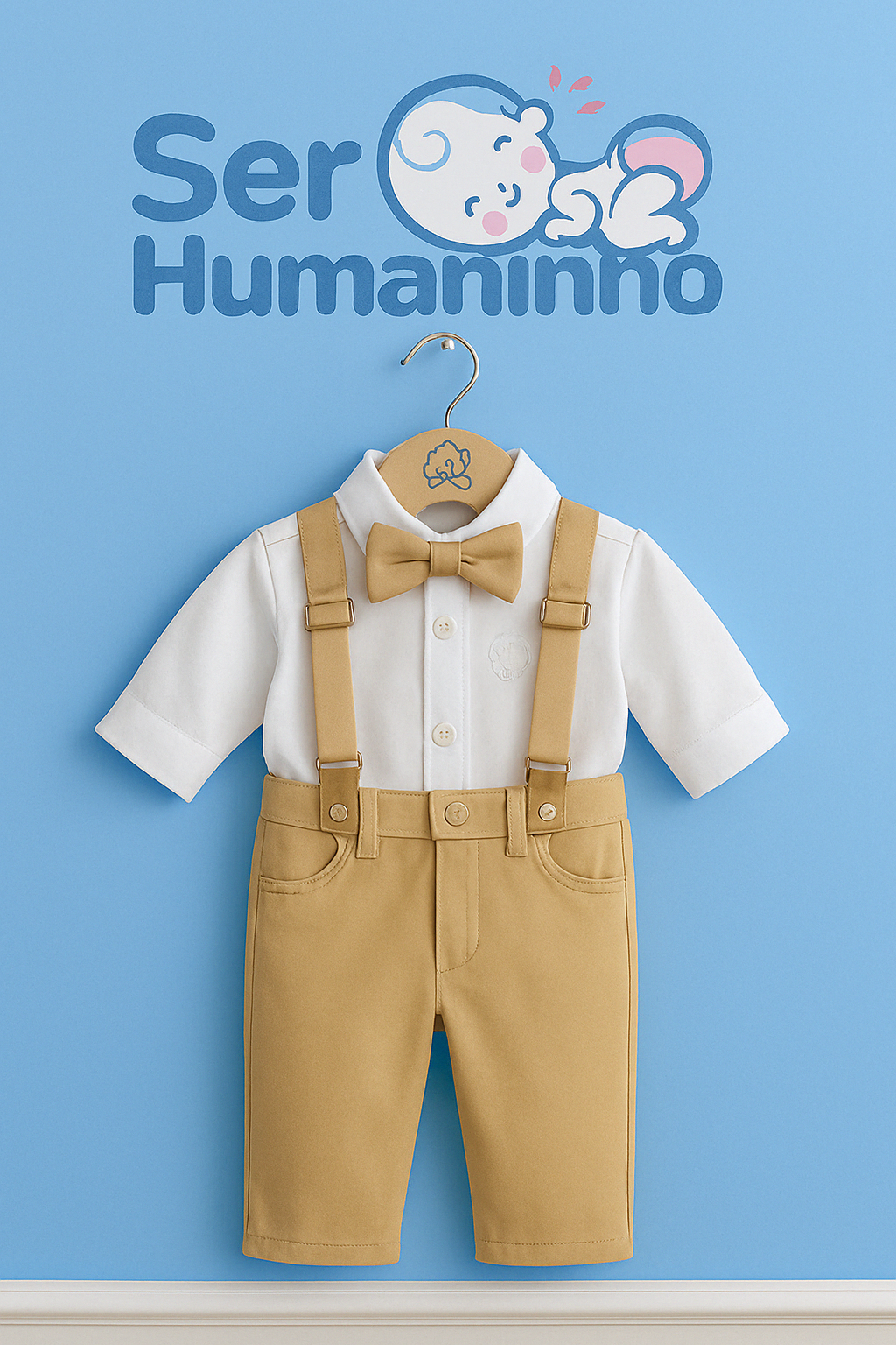 Conjunto Social Bege Bebê Menino - Perfeito para Batizado, Casamentos e Festas Especiais