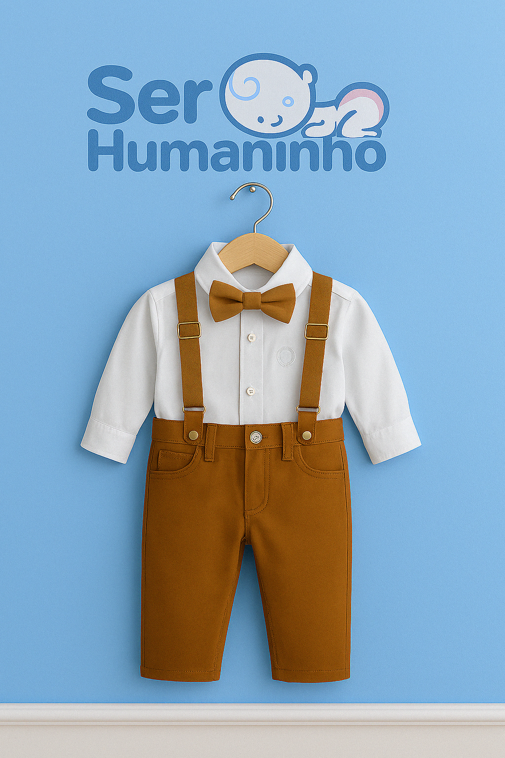 Conjunto Social Bebê Menino Caramelo – Perfeito para Batizado, Casamentos e Festas Especiais