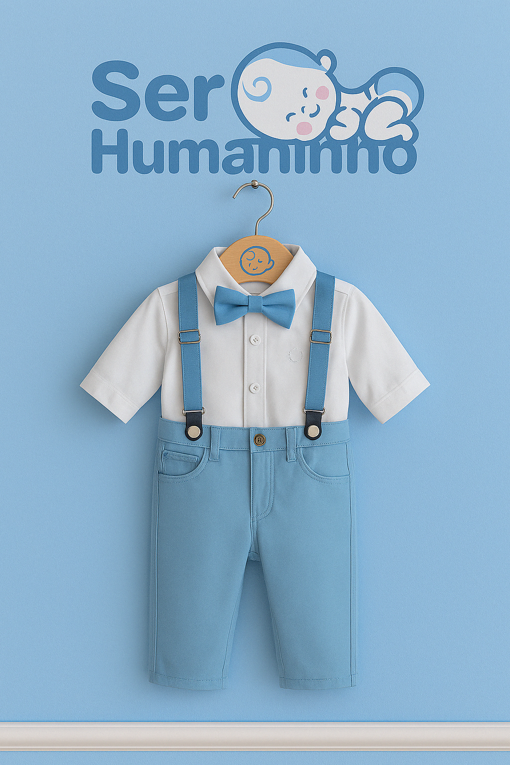 Conjunto Social Azul Bebê Menino – Perfeito para Batizado, Casamentos e Festas Especiais