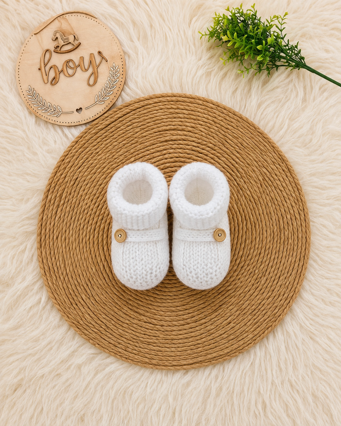 Saída de Maternidade em Tricot Antialérgico - Branco