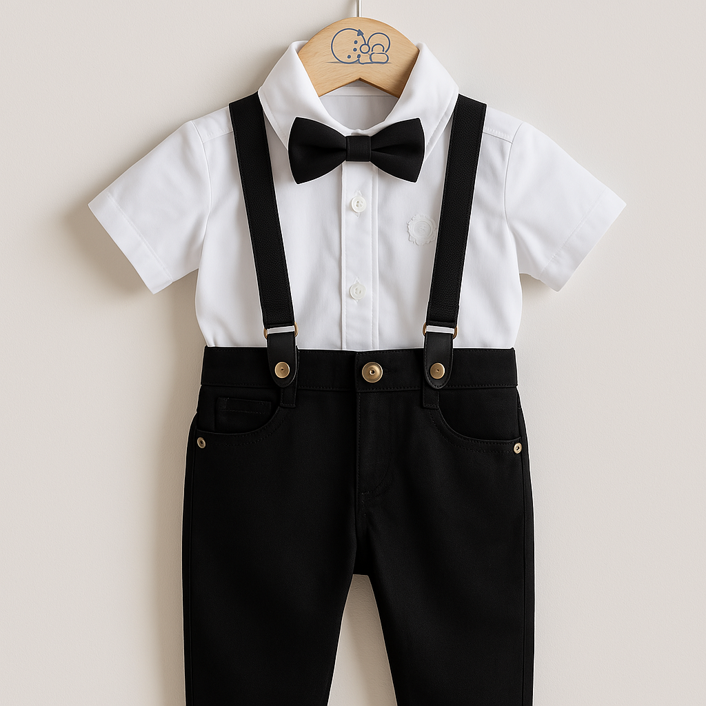 Conjunto Social Preto Bebê Menino – Perfeito para Batizado, Casamentos e Festas Especiais