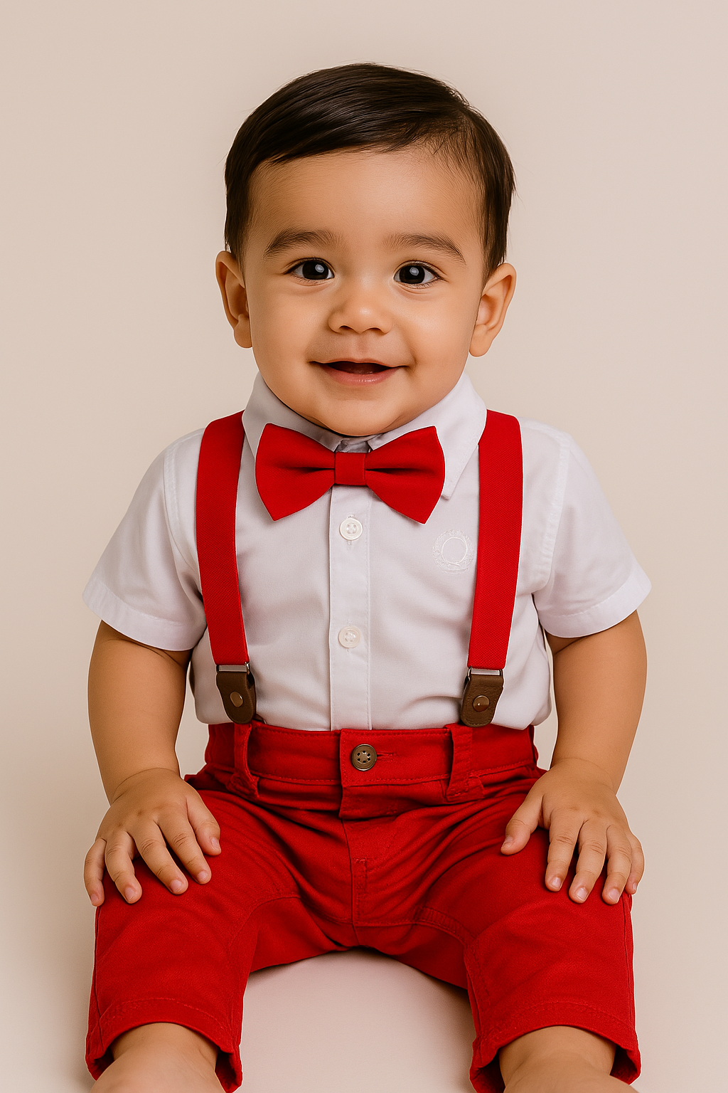 Conjunto Social Vermelho Bebê Menino – Perfeito para Batizado, Casamentos e Festas Especiais