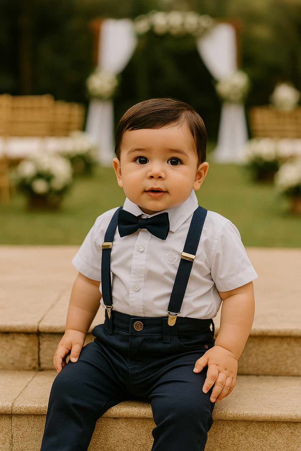Conjunto Social Azul Marinho Bebê Menino – Perfeito para Batizado, Casamentos e Festas Especiais