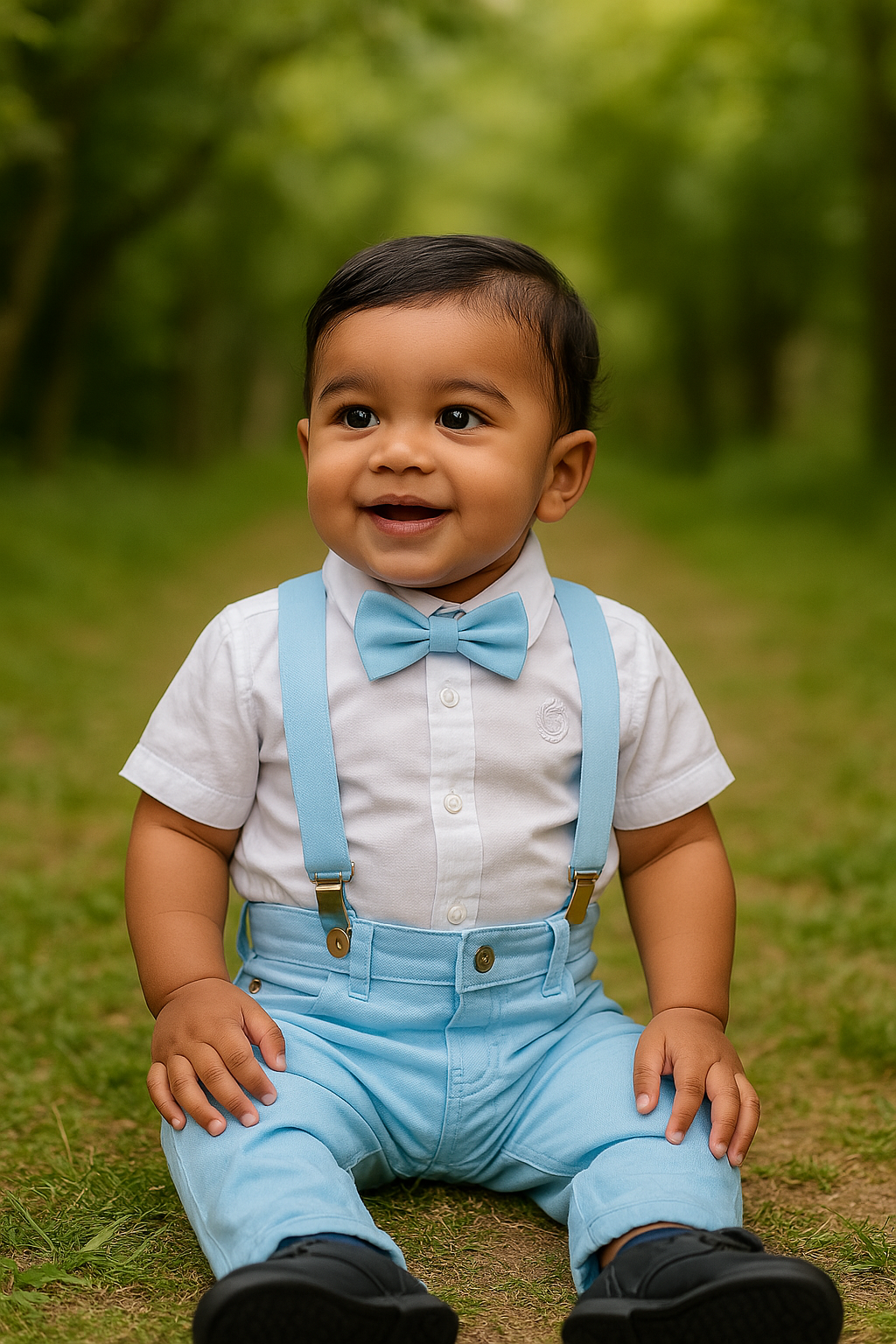Conjunto Social Azul Bebê Menino – Perfeito para Batizado, Casamentos e Festas Especiais