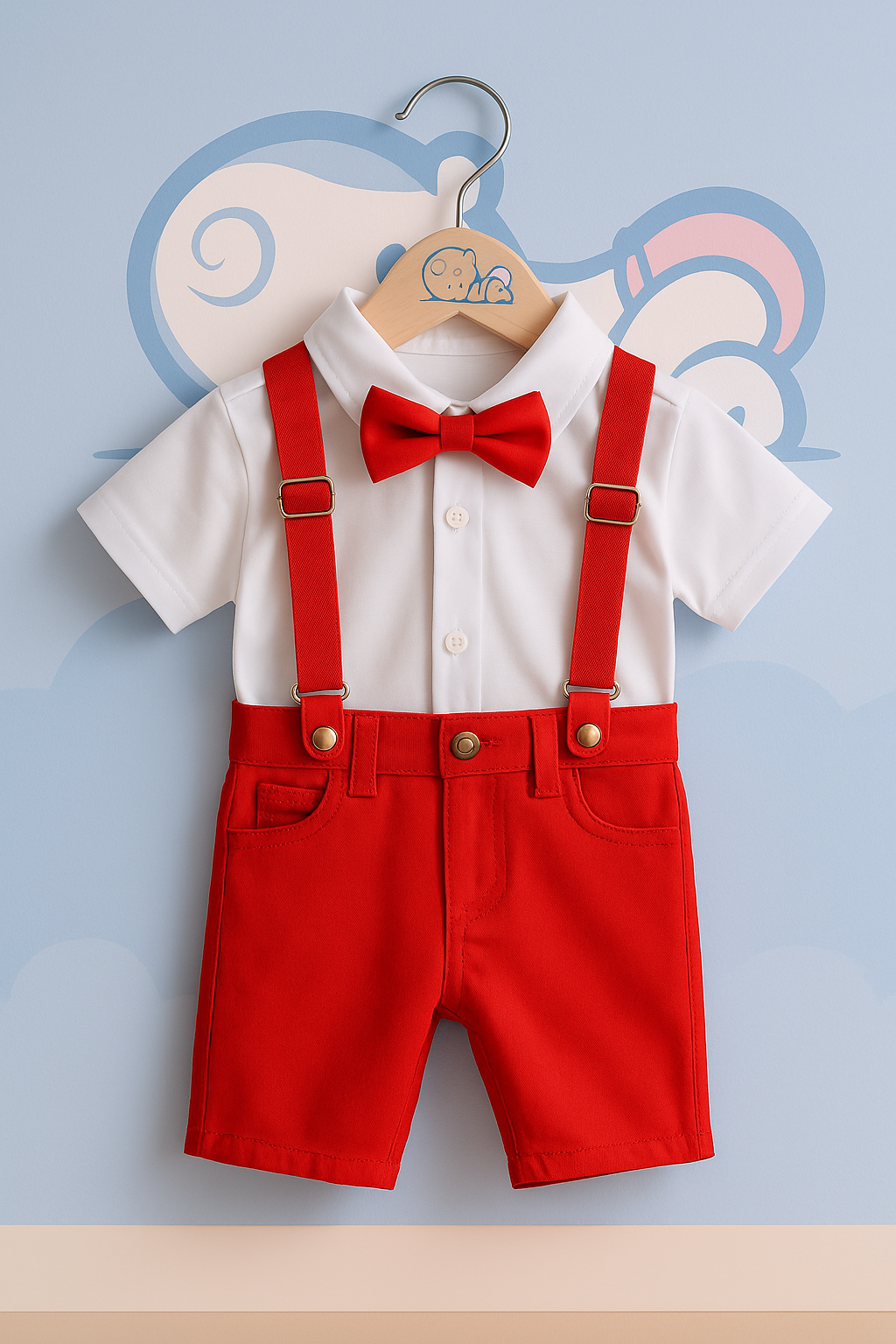 Conjunto Social Bebê Menino - Vermelho