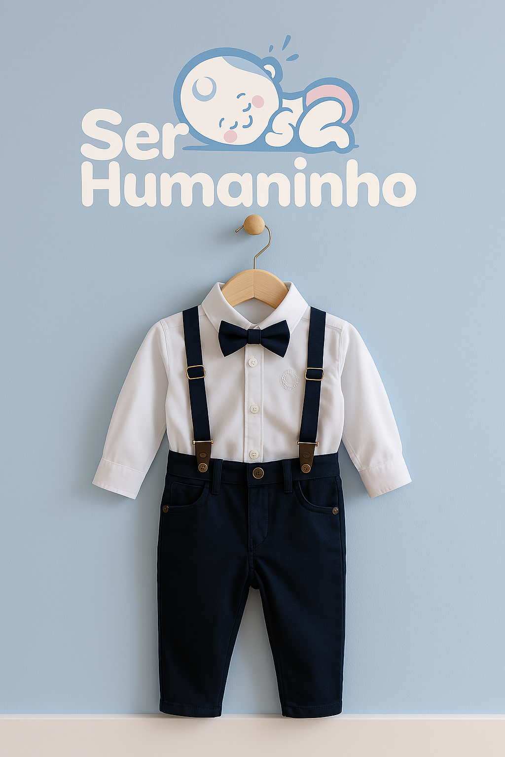 Conjunto Social Bebê Menino Azul Marinho – Perfeito para Batizado, Casamentos e Festas Especiais