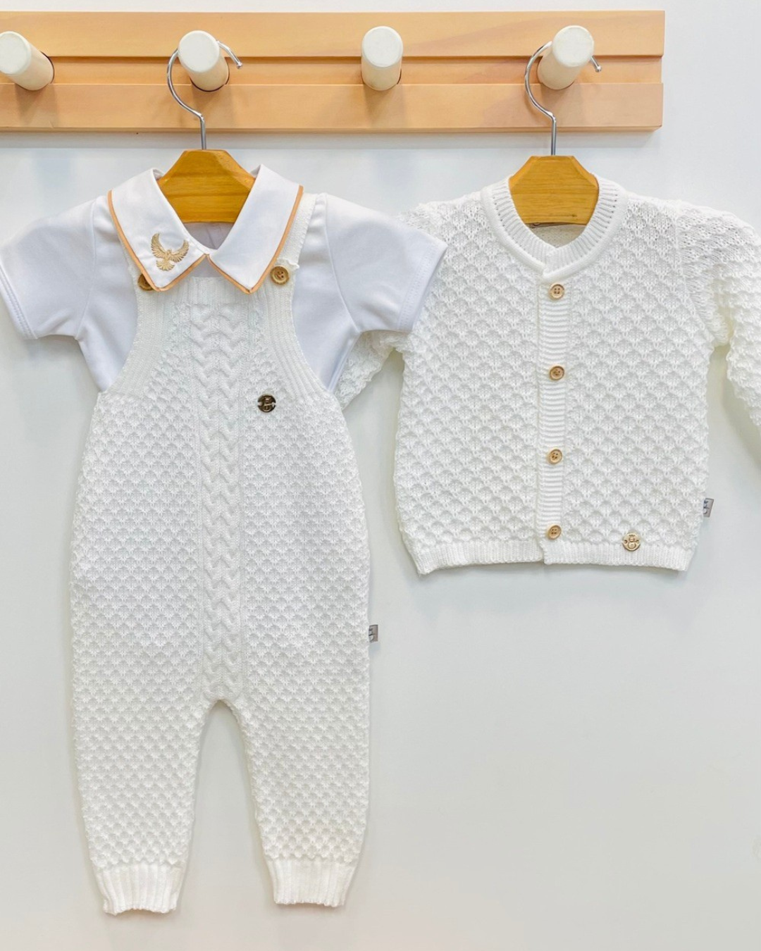 Conjunto Batizado completo - Tricot Antialérgico e Body em algodão egípcio