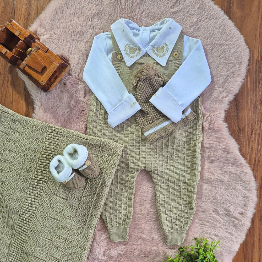 Saída de Maternidade em Tricot Antialérgico - Areia