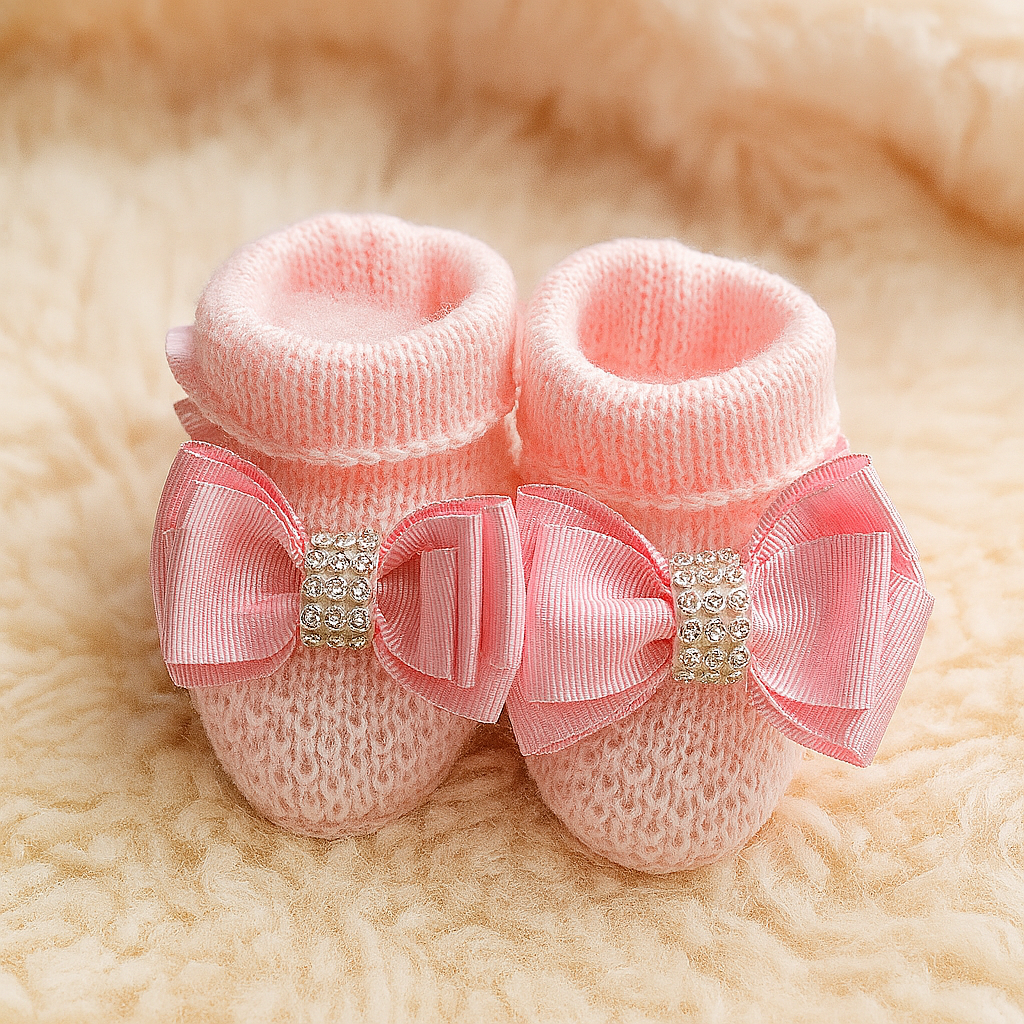 Saída maternidade de Tricot Antialérgico Menina - Rosa