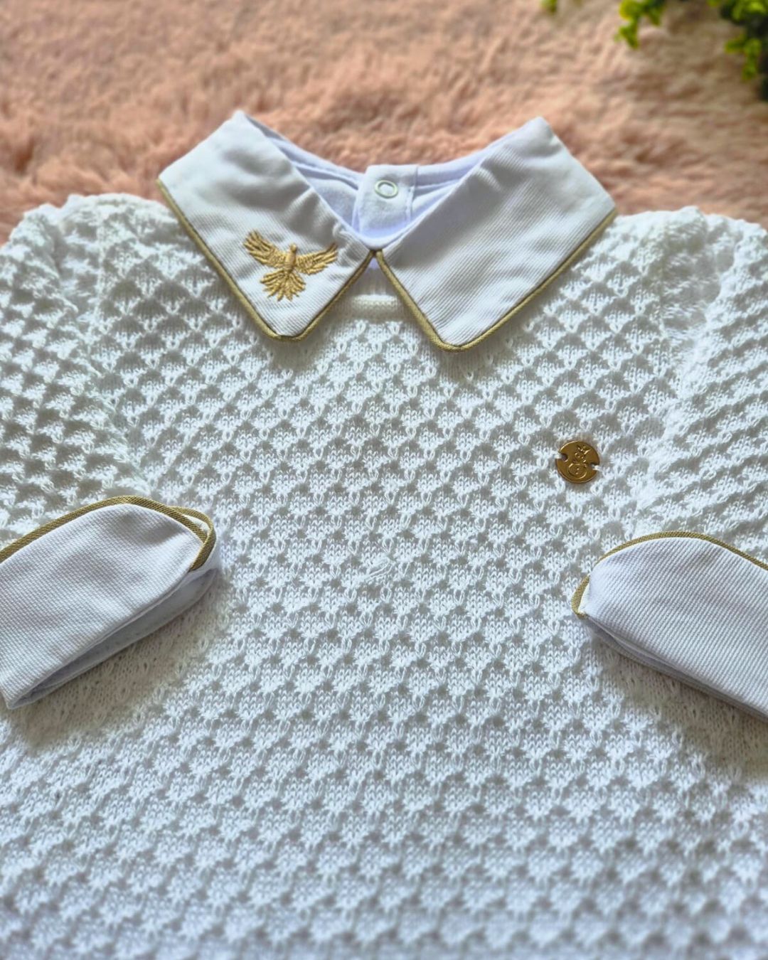 Saída de Maternidade em Tricot Antialérgico - Branco
