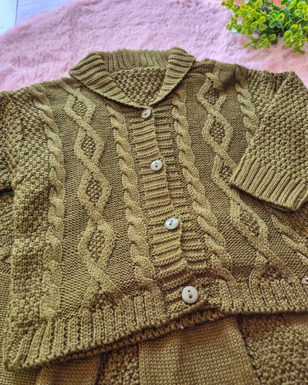 Saída de Maternidade em Tricot Antialérgico - Verde Militar