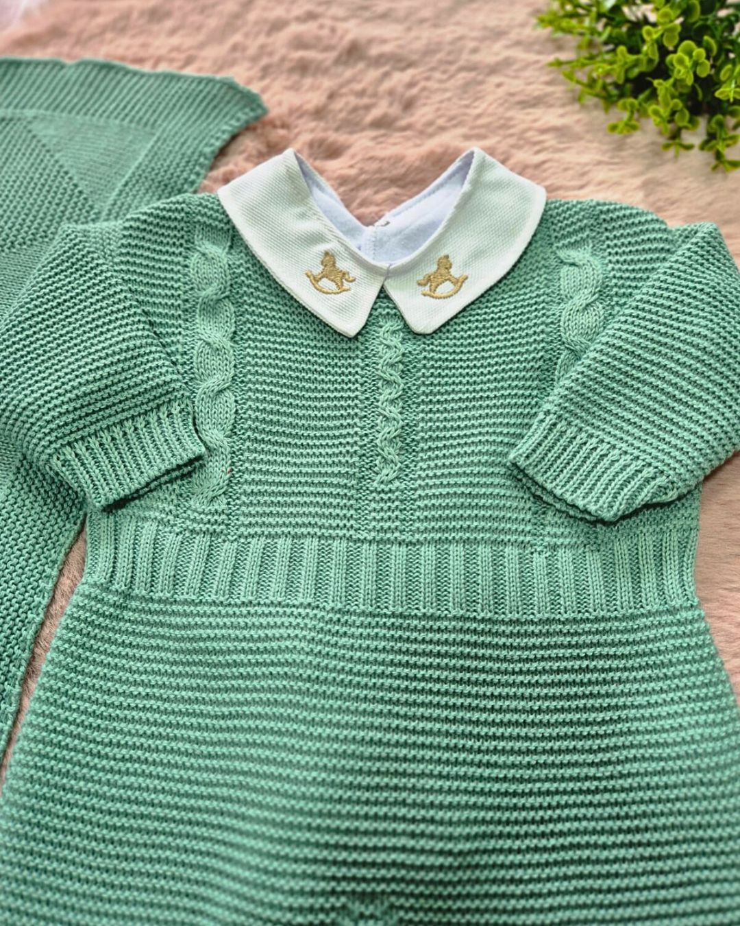 Saída de Maternidade em Tricot Antialérgico - Verde Claro