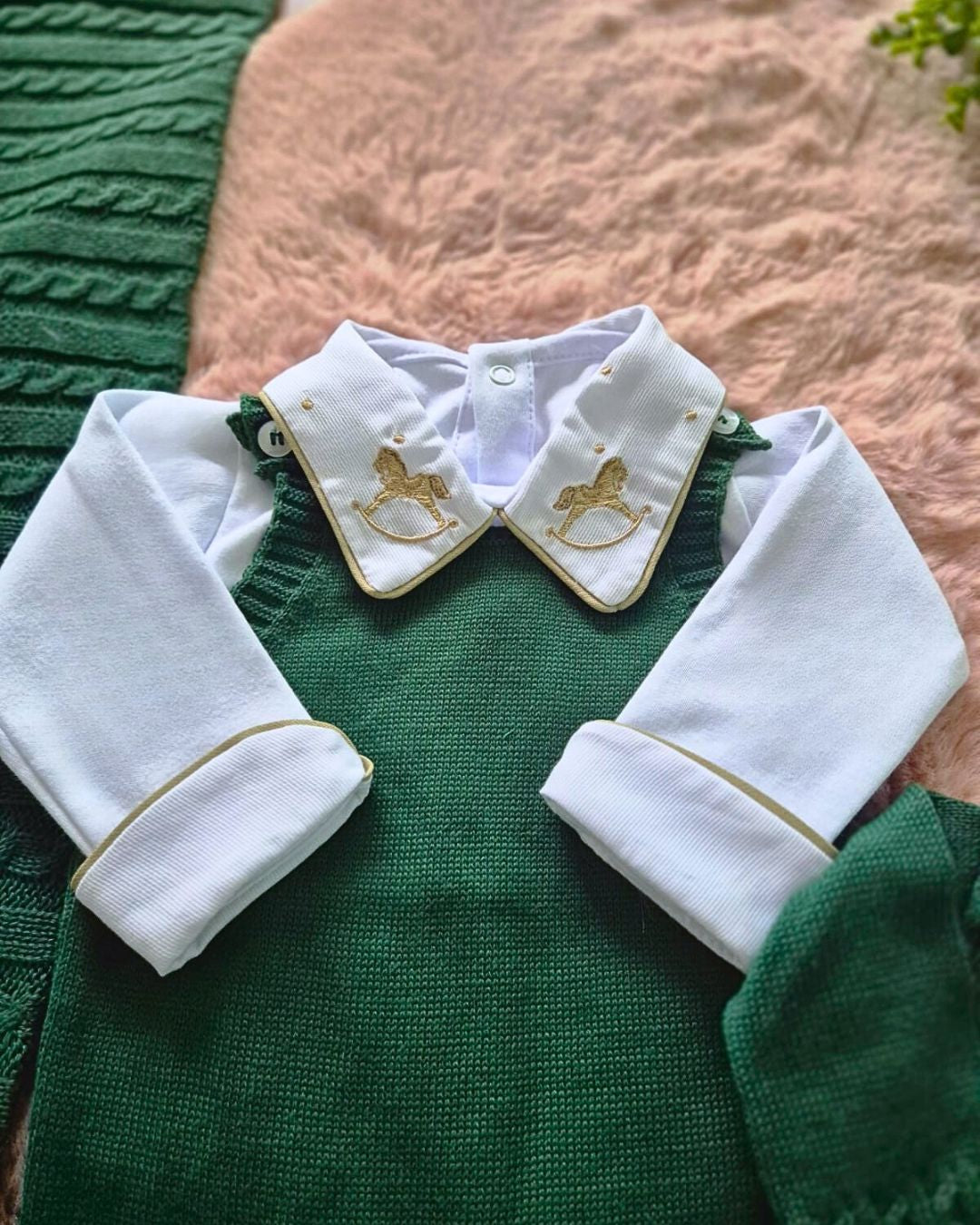 Saída de Maternidade em Tricot Antialérgico - Verde