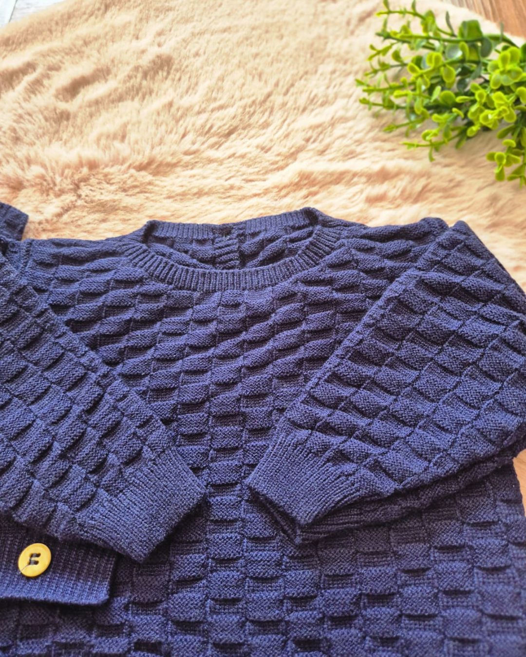 Saída de Maternidade em Tricot Antialérgico - Azul Marinho