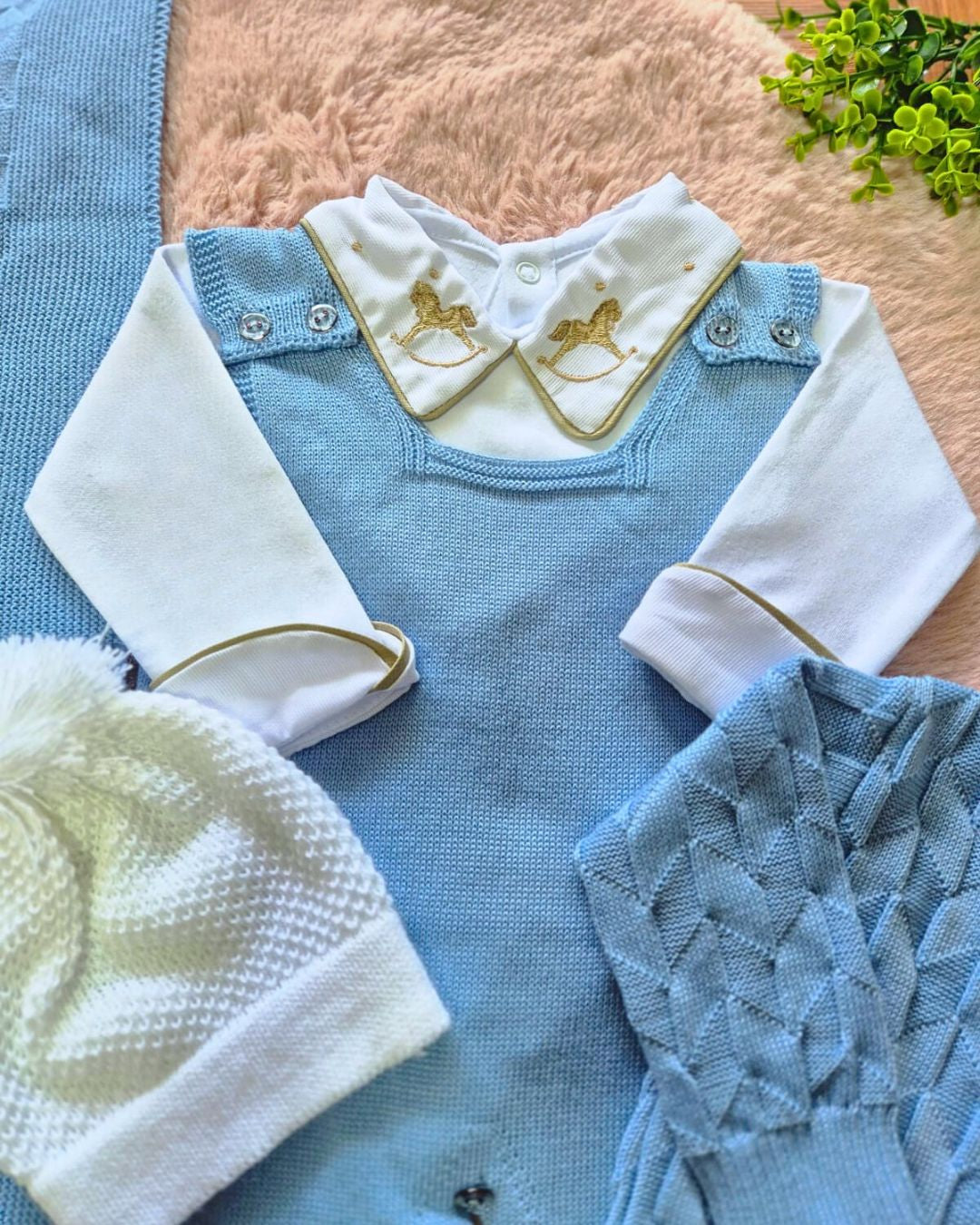 Saída de Maternidade em Tricot Antialérgico - Azul Claro