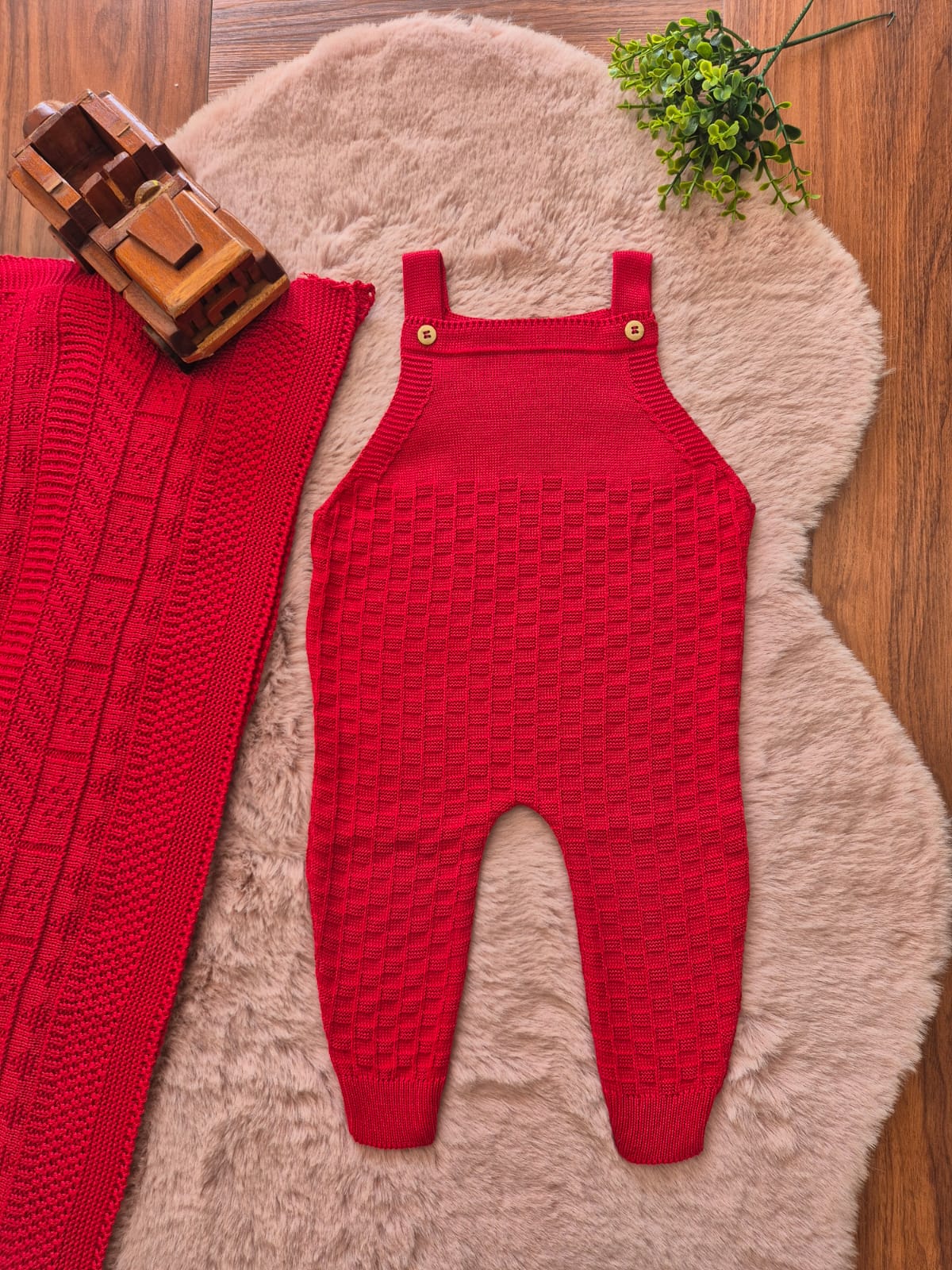 Saída de Maternidade em Tricot Antialérgico - Vermelho