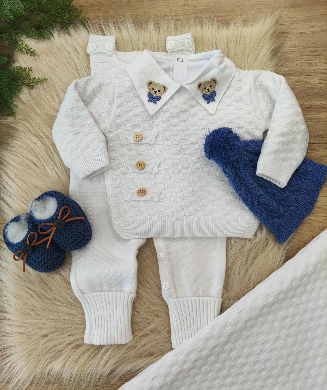 Saída de maternidade em tricot 3 peças - Branco