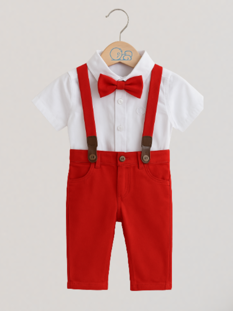 Conjunto Social Vermelho Bebê Menino – Perfeito para Batizado, Casamentos e Festas Especiais