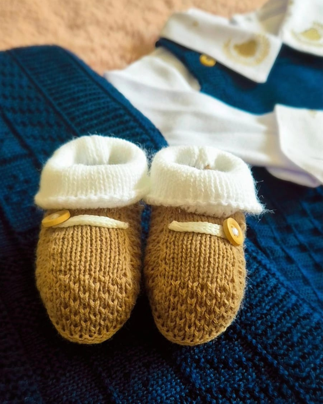 Saída de Maternidade em Tricot Antialérgico - Azul Marinho