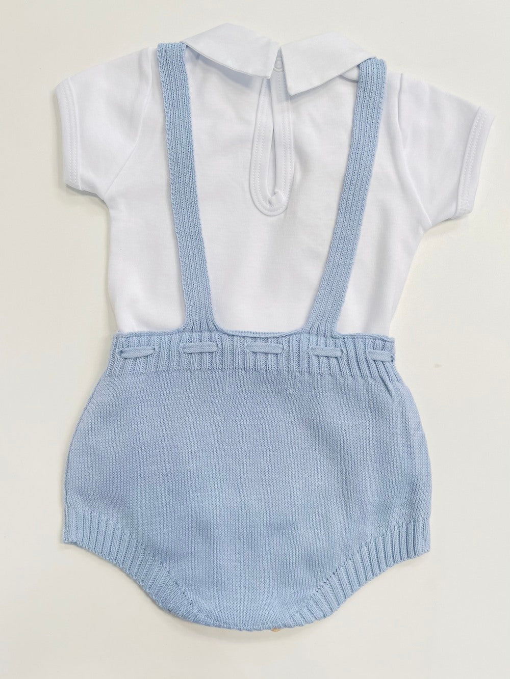Conjunto Batizado Azul – Jardineira + Body com Gola