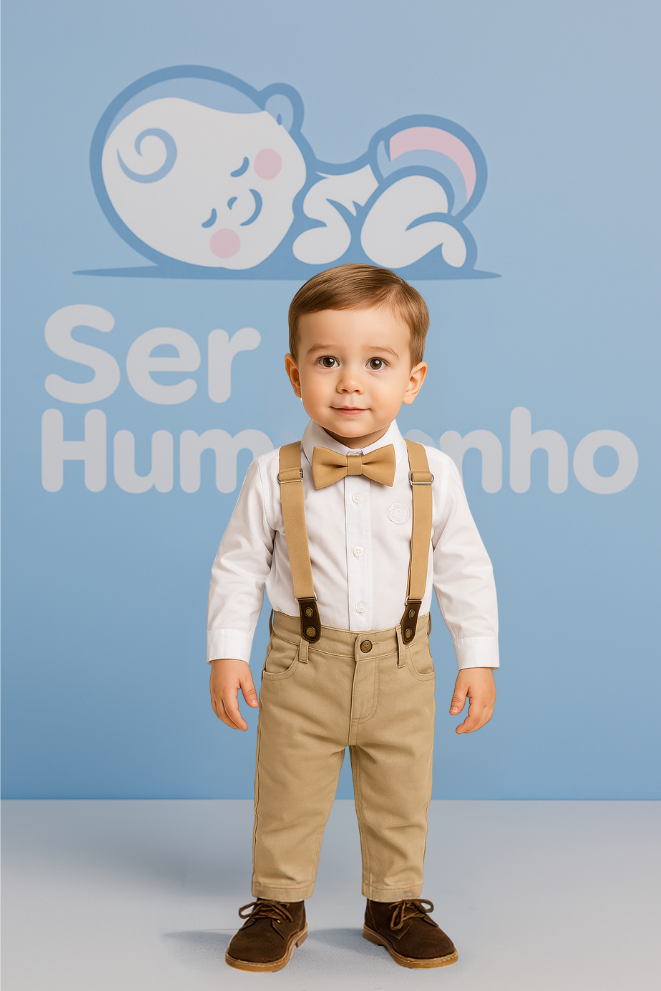 Conjunto Social Bege Bebê Menino - Perfeito para Batizado, Casamentos e Festas Especiais