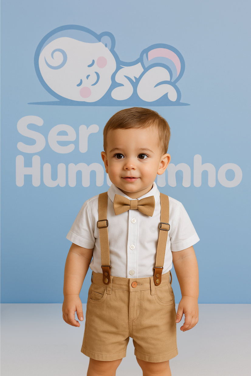 Conjunto Social Bebê Menino - Bege